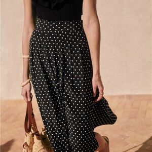 Sezane Polka Dot Black Skirt